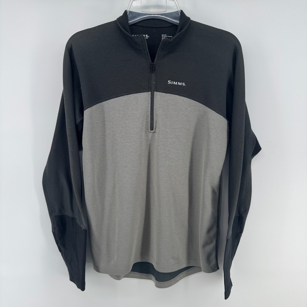 Simms pullover Mens Small Fishing 1/4 Zip Outdoor Gray and Black Long Sleeve